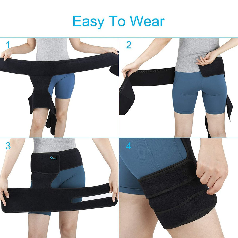 Hip Thigh Support and Groin Compression Brace for Sciatic Nerve Pain, Hamstring Injury Recovery and Rehabilitation for Men and Women product image