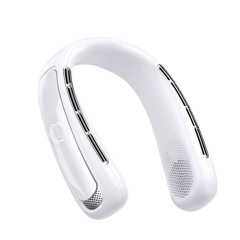 Portable Bladeless Neck Fan Personal Air Conditioner 5200mAh Rechargeable Cooling Wearable Fan For Men Women Travel, White product image