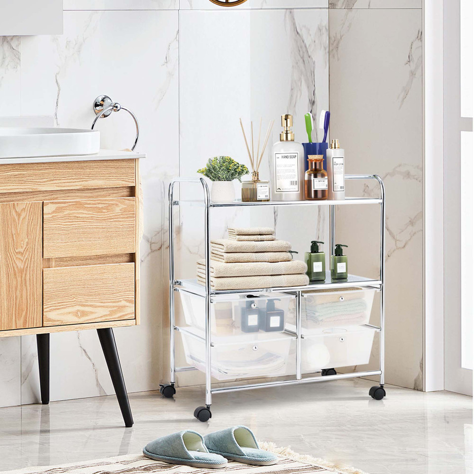 Rolling 4-Drawer 2-Shelf Metal Storage Cart product image