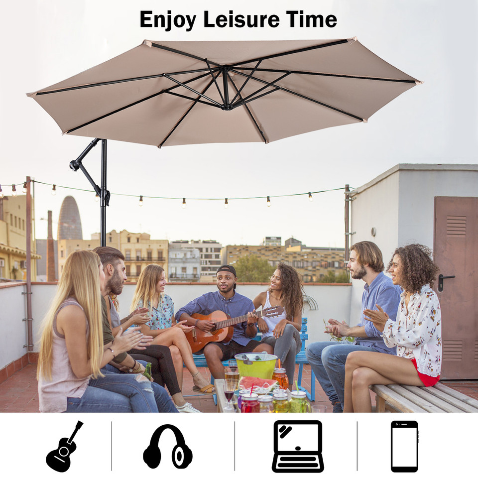 Goplus 10ft Hanging Patio Umbrella Sun Shade product image