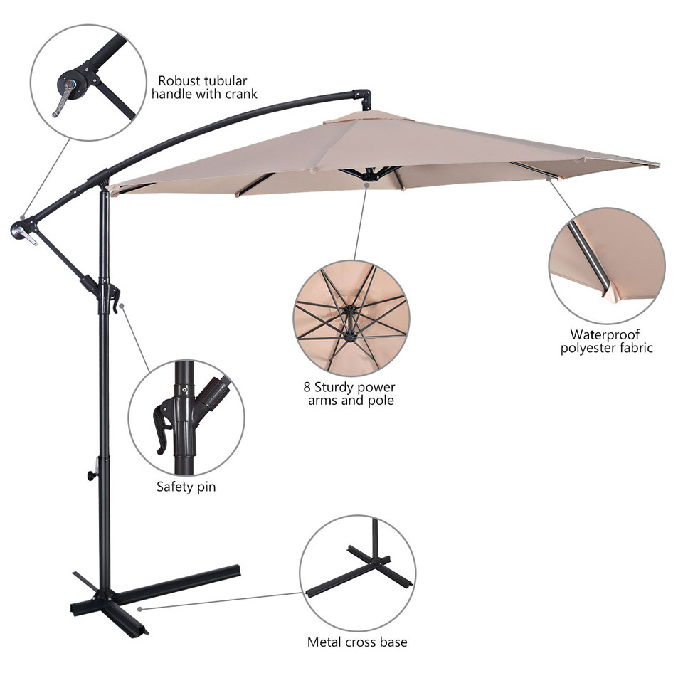 Goplus 10ft Hanging Patio Umbrella Sun Shade product image
