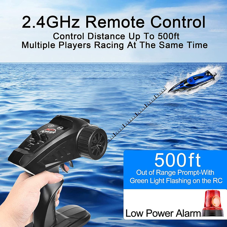 2.4Ghz RC Boat, 22MPH High Speed Remote Control Boat for Adults and Kids, for Lakes and Pools, Low Battery Alarm(Blue) product image