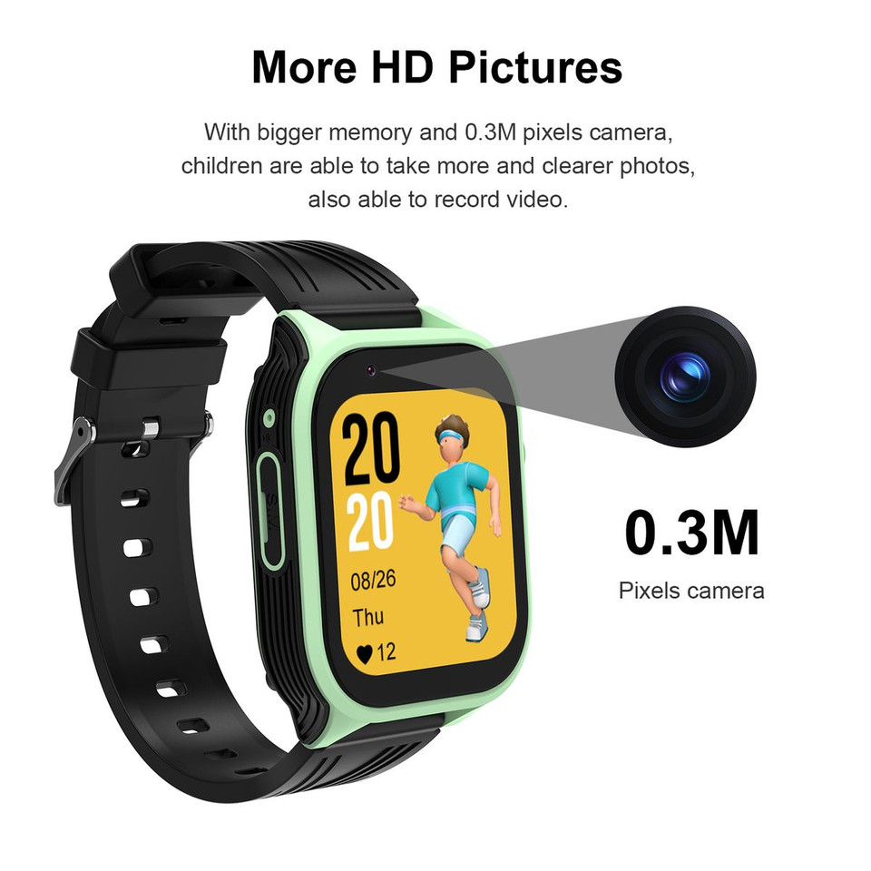 4G Kid Smartwatch GPS Video Call 1.83inch Screen With Camera SOS Function Color Green With Night Light product image