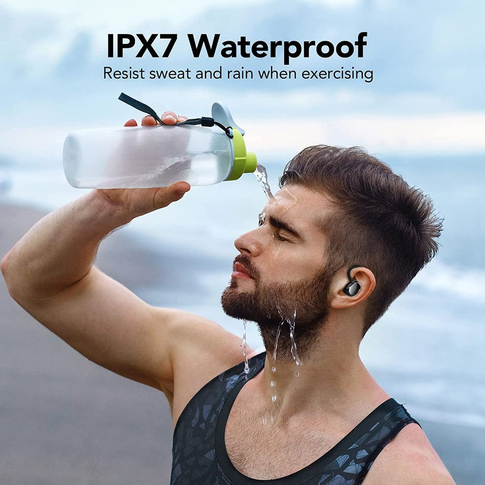 Wireless Earbuds V5.3 Bluetooth 120H Playtime Mini IPX7 Waterproof Deep Bass Over-Ear Earphones for Running Sports-Black product image