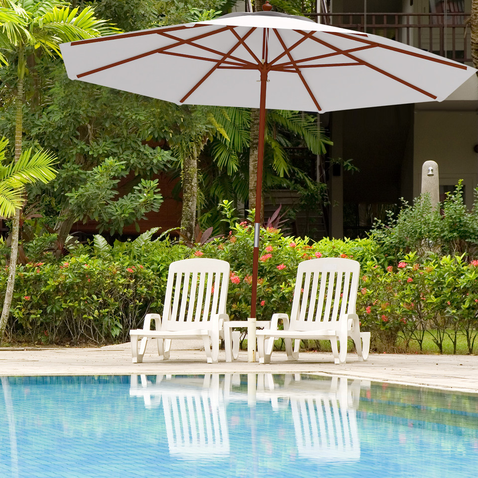 Goplus 9.5 ft Patio Rope Pulley Wooden Umbrella product image