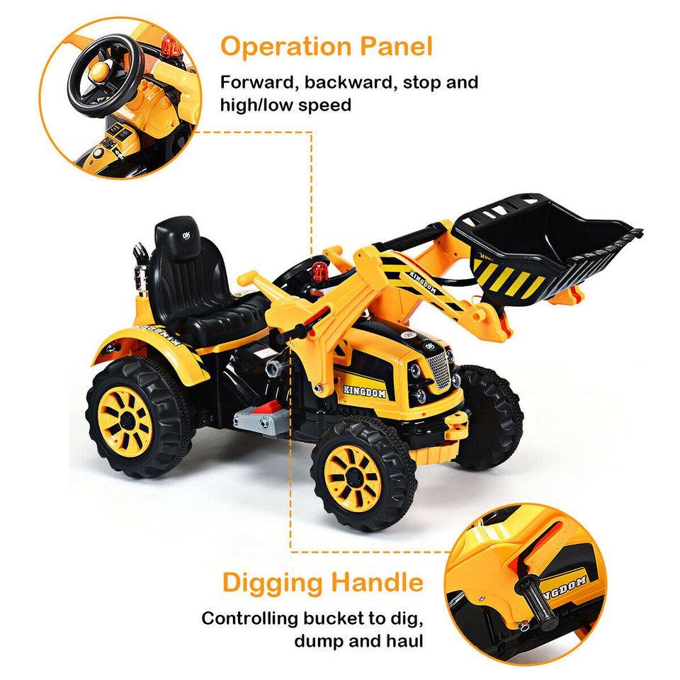Kids' 12V Ride-on Excavator Dumper Truck with Control Stick product image