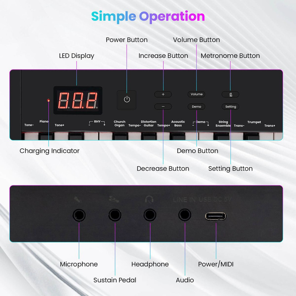 61-Key Portable Electronic Keyboard Piano Set product image