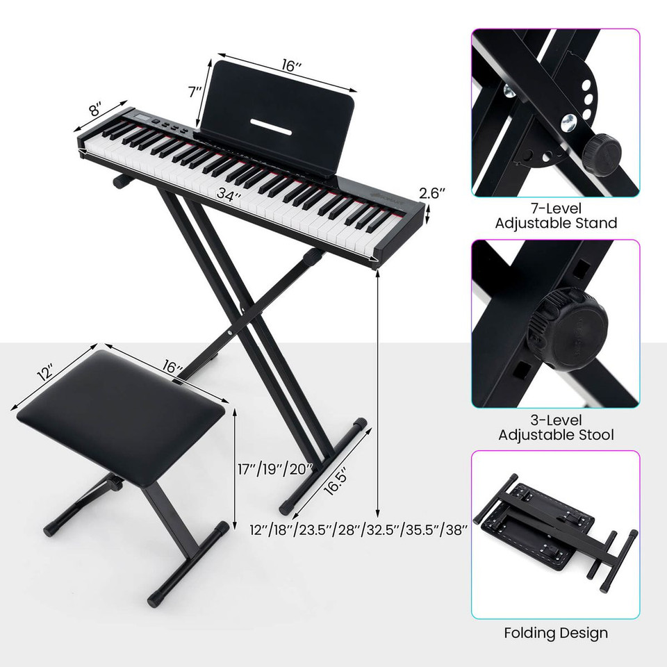 61-Key Portable Electronic Keyboard Piano Set product image