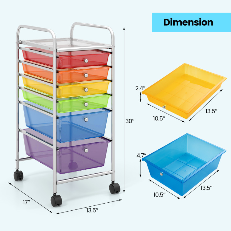 Multifunctional 6-Drawer Rolling Storage Cart Organizer product image