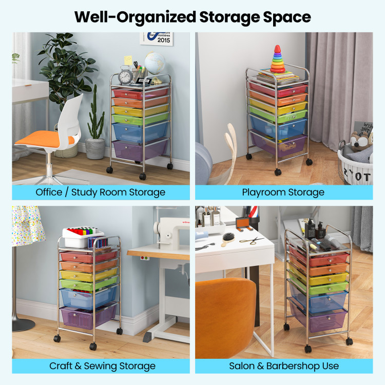 Multifunctional 6-Drawer Rolling Storage Cart Organizer product image