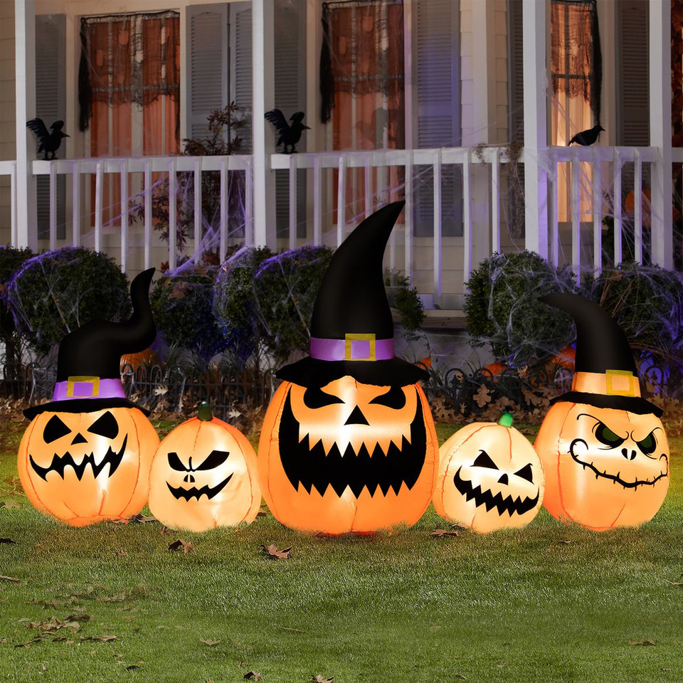 8-Foot-Tall Halloween Inflatable Pumpkin Family with LED Lights product image