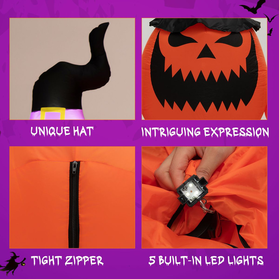 8-Foot-Tall Halloween Inflatable Pumpkin Family with LED Lights product image
