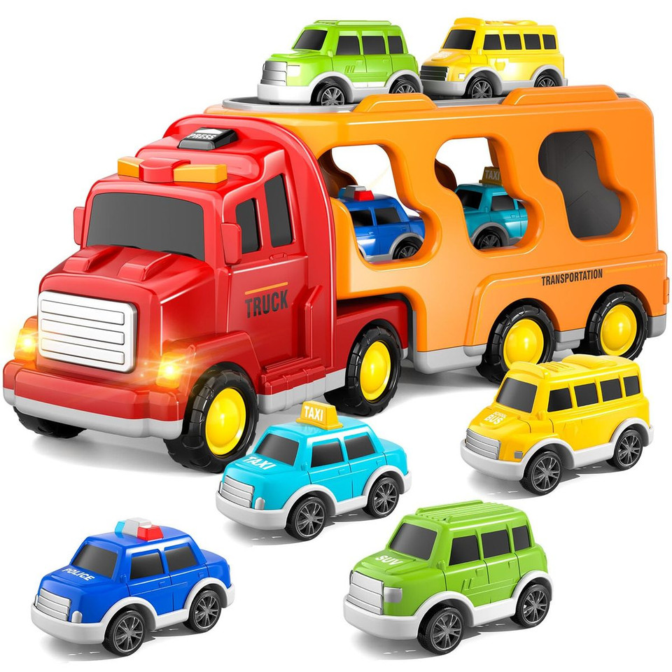 Construction Toddler Truck Toys for Age 3+ Boys,5-in-1 Cartoon Car Toy TruckToy for Toddlers,Truck Toys for Kids,Christmas Birthday Gifts for Girls Age 3+ product image