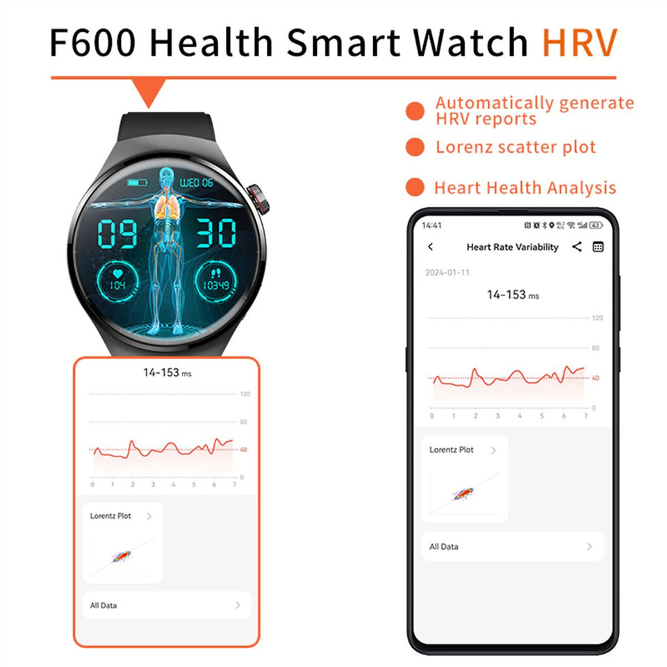 Smartwatch 1.55 Inch Screen with SOS Call Fall Detection and ECG Body Monitoring Sports Activity Tracker Black bamboo strap product image