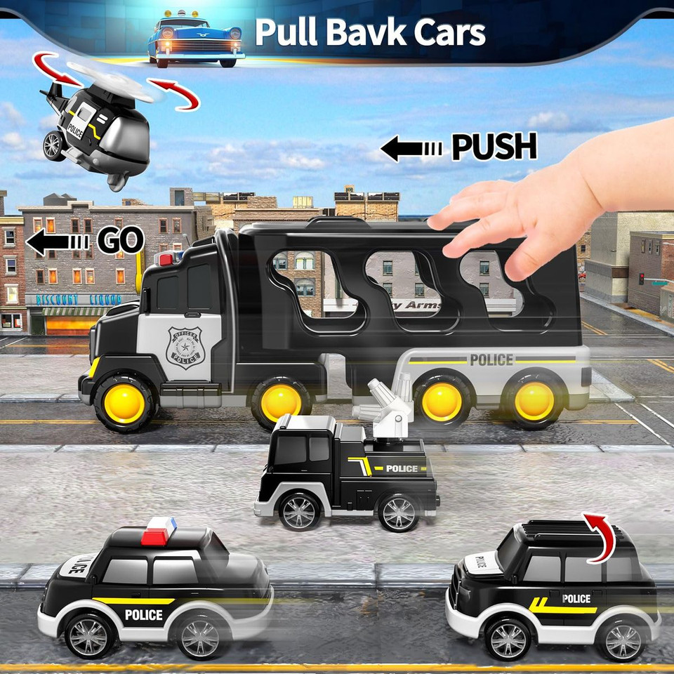 Toddler Police Truck Toys for Age 3+ Boys,5-in-1 Police Truck Toy for Toddlers,Truck Toys for Kids,Christmas Birthday Gifts for Girls Age 3+ product image