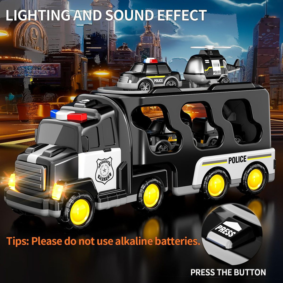 Toddler Police Truck Toys for Age 3+ Boys,5-in-1 Police Truck Toy for Toddlers,Truck Toys for Kids,Christmas Birthday Gifts for Girls Age 3+ product image