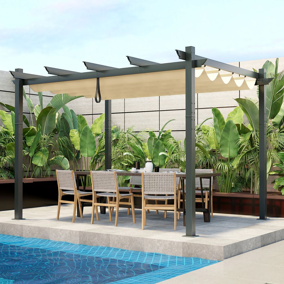10 x 12-Foot Outdoor Aluminum Retractable Pergola Canopy product image