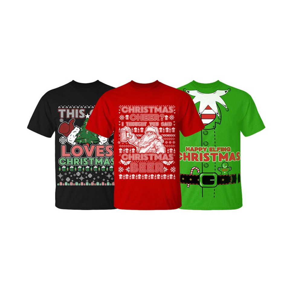 Men's Funny Ugly Christmas Sweater Cotton T-Shirts product image