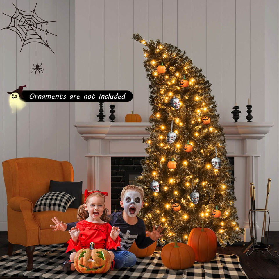 6/7-Foot Artificial Halloween Tree with Bendable Top Section & Warm Light product image