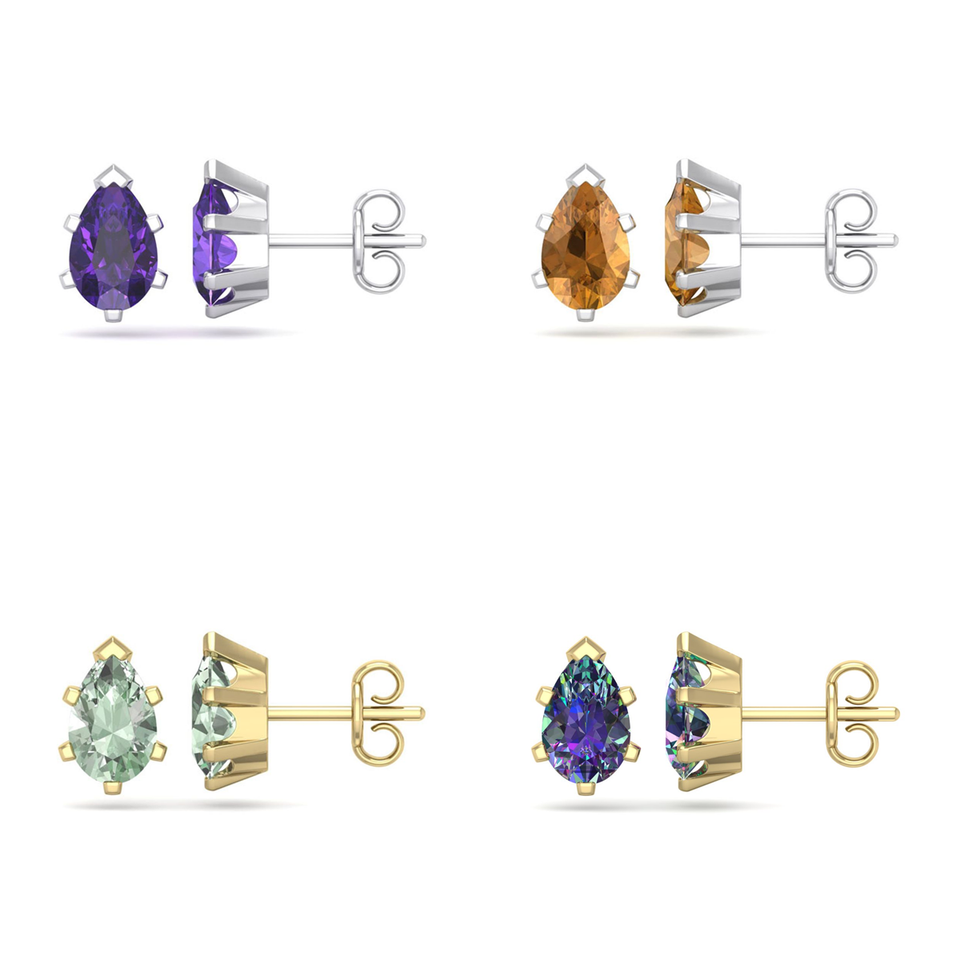 1-1/2-Carat Pear Shape Gemstone Stud Earrings in Sterling Silver product image