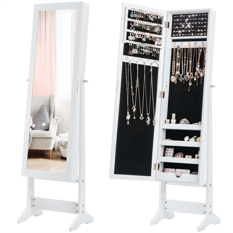 Mirrored Standing Jewelry Cabinet Storage Box product image