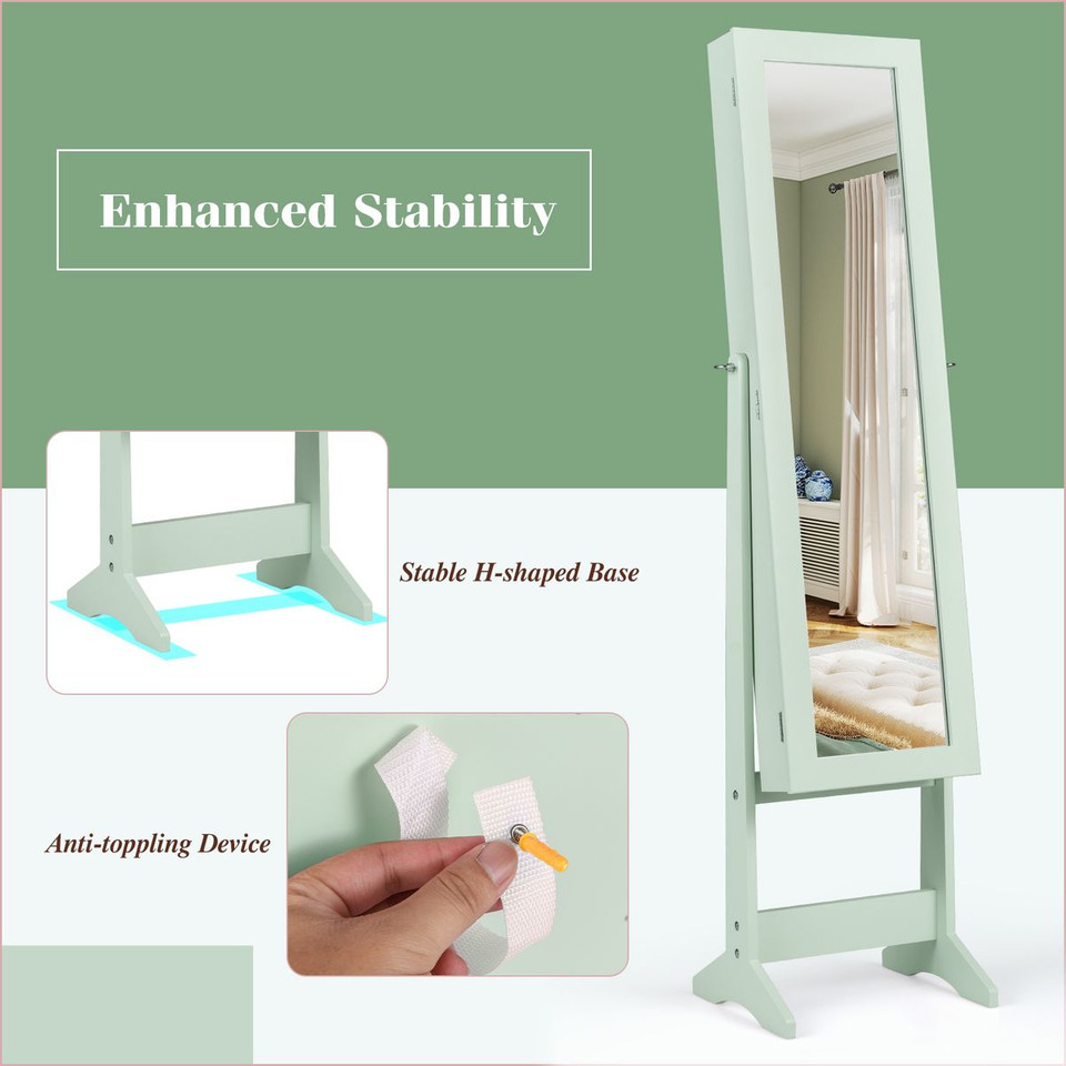 Mirrored Standing Jewelry Cabinet Storage Box product image
