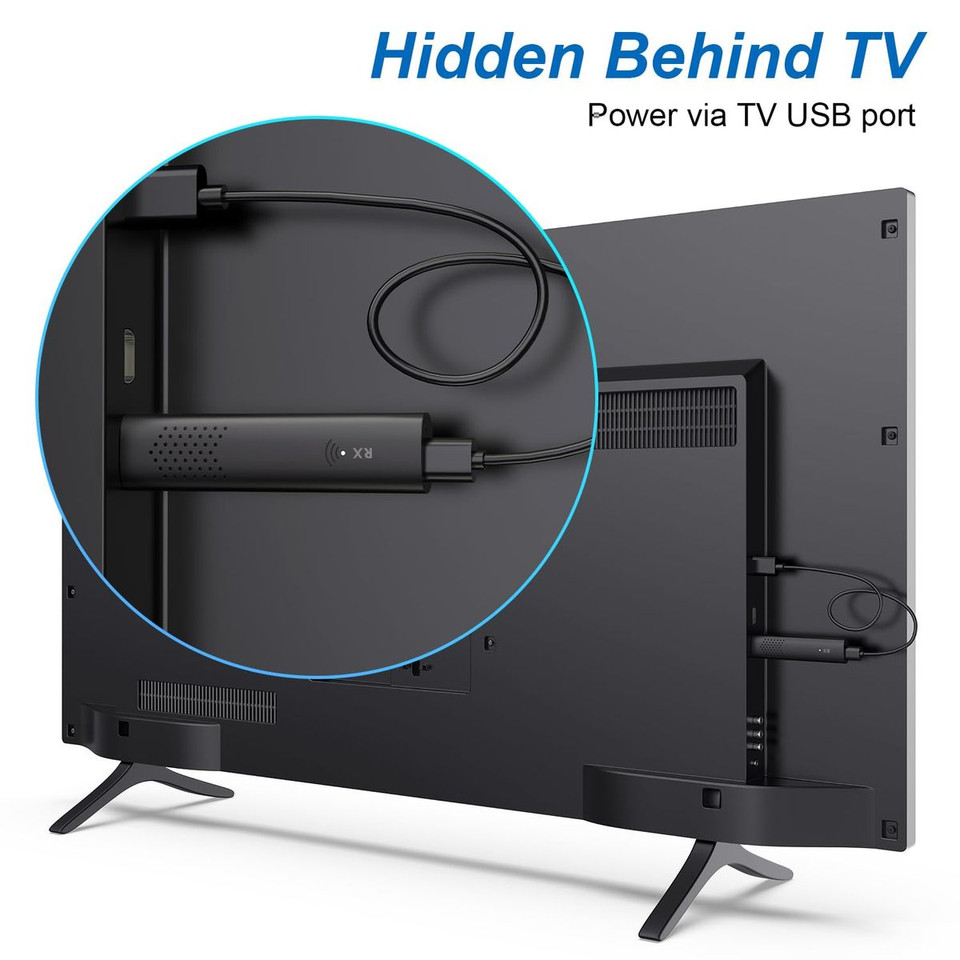 Wireless HDMI Transmitter and Receiver, 4K Decoding 1080P Output 98ft Range Extender for TV Projector, No Need WiFi Bluetooth product image