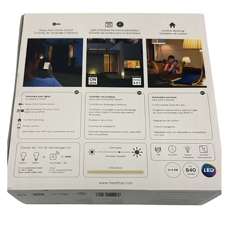 Philips® Hue White A19 60W Equivalent Dimmable LED Smart Light Bulb Starter Kit product image