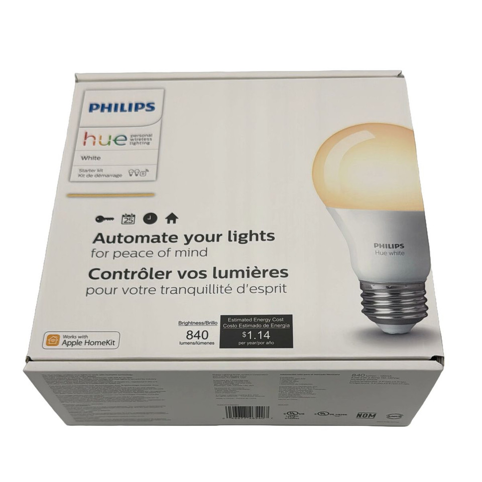 Philips® Hue White A19 60W Equivalent Dimmable LED Smart Light Bulb Starter Kit product image