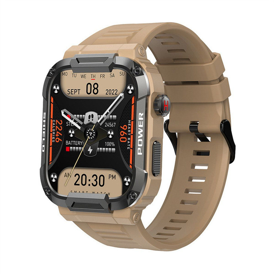 Smart Watches for Men, 1.85 Inch IP68 Waterproof Bluetooth Call (Answer/Make Call), Fitness Tracker Watch with 100+ Modes, Khaki product image