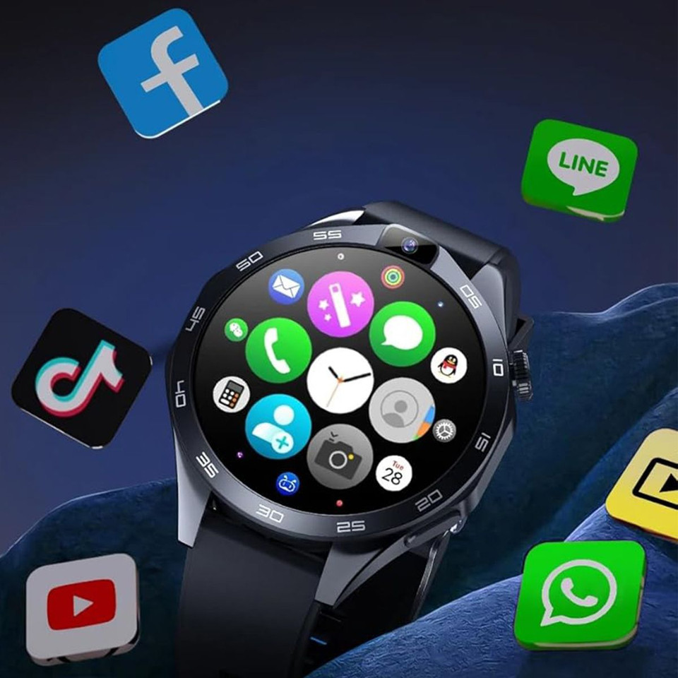 4G LTE Satellite GPS Navigation X11 Android Smartwatch 1.85 Inch Screen APP Download Dual Camera Smartwatch (Black, RAM 2GB ROM 32GB) product image