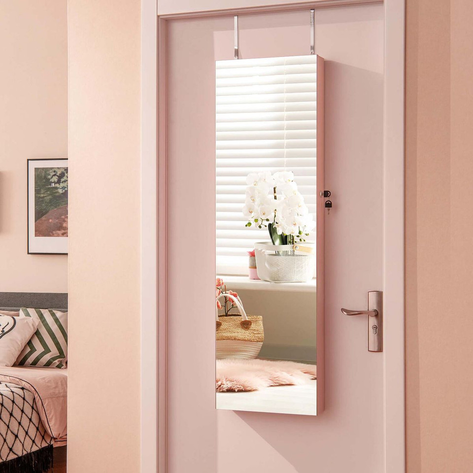 Mirrored Wall or Door Mounted Jewelry Cabinet Organizer product image
