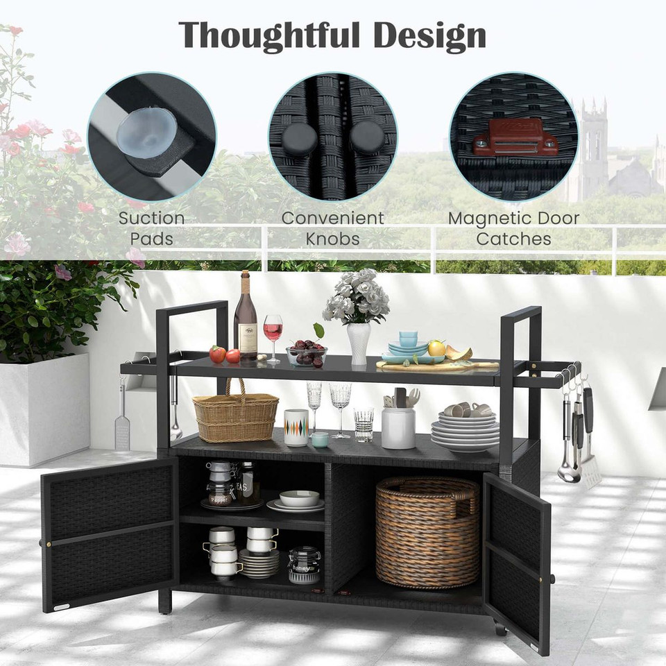 Outdoor Bar Cart with Tempered Glass Top  product image