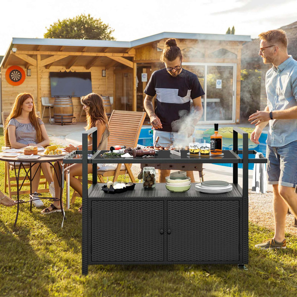 Outdoor Bar Cart with Tempered Glass Top  product image