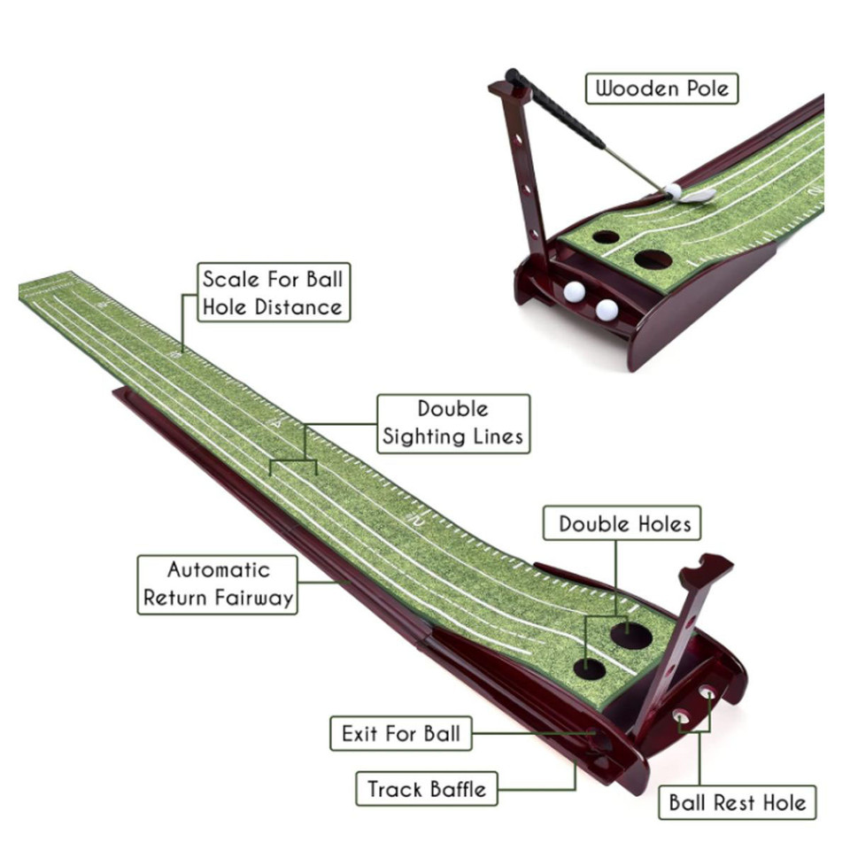 2-Hole Golf Putting Green Mat with Auto Return product image