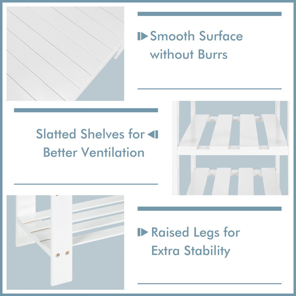 Freestanding Wood Bench with 3-Tier Storage Shelves product image
