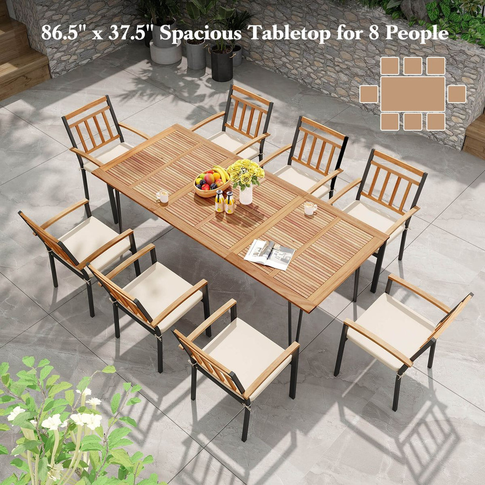 86.5" Outdoor Dining Table with Acacia Wood product image