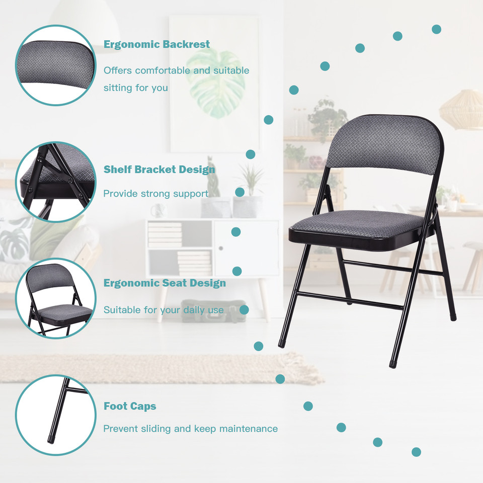 Folding Metal Chairs with Padded Seats (Set of 4) product image
