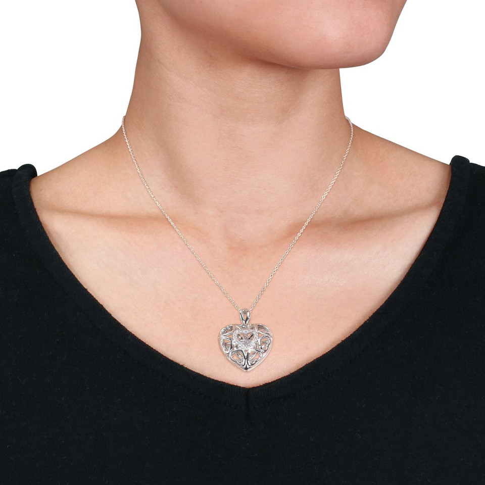 White Topaz Heart Locket with 18" Chain product image