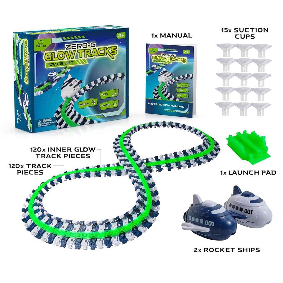 USA Toyz Zero G Space Glow Race Track for Kids (258-Piece) product image