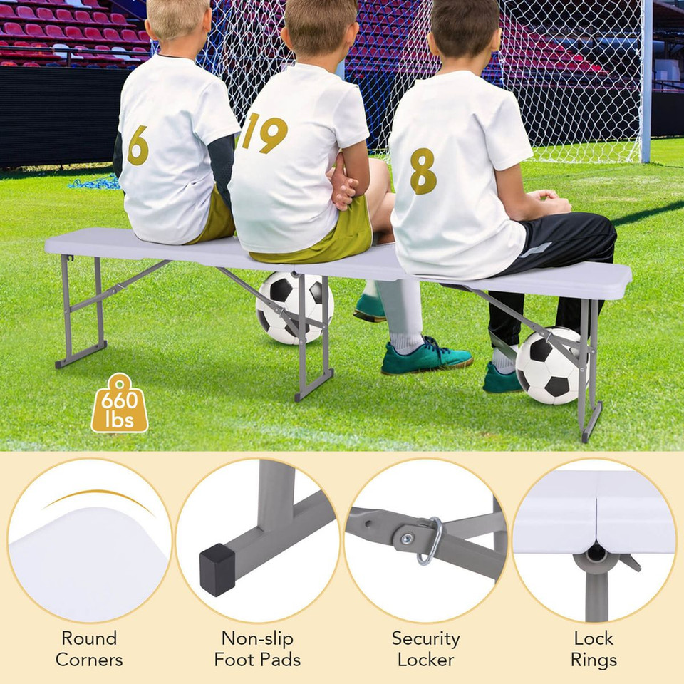 6-Foot Portable Picnic Folding Bench with Carrying Handle (1 or 2-Pack) product image