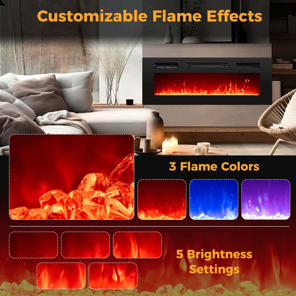 36-Inch 5,000 BTU Electric Fireplace with LED Light Strips product image