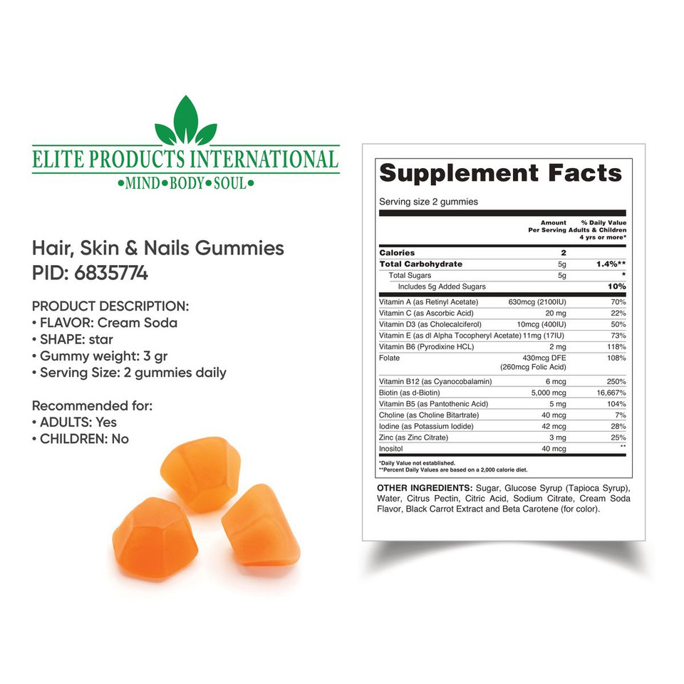 Hair, Skin & Nails Gummies, Cream Soda Flavor, 60 ct. product image