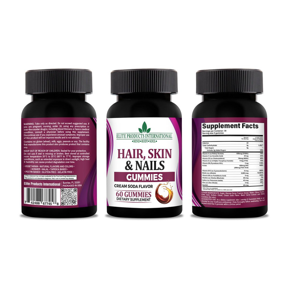 Hair, Skin & Nails Gummies, Cream Soda Flavor, 60 ct. product image