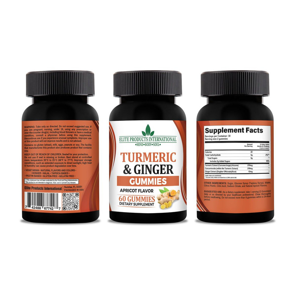 Turmeric & Ginger Gummies, Apricot Flavor, 60 ct. product image