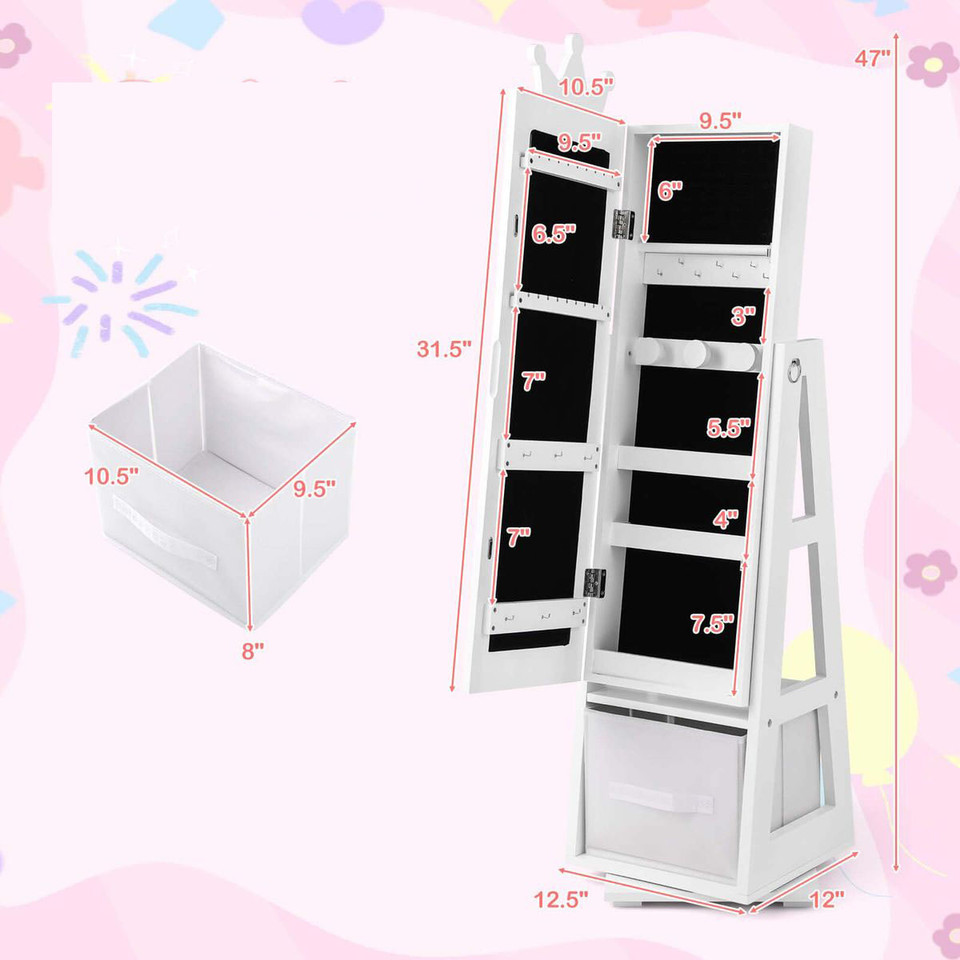 Kids' Jewelry Armoire Cabinet with Large Storage Capacity & Swivel Base product image