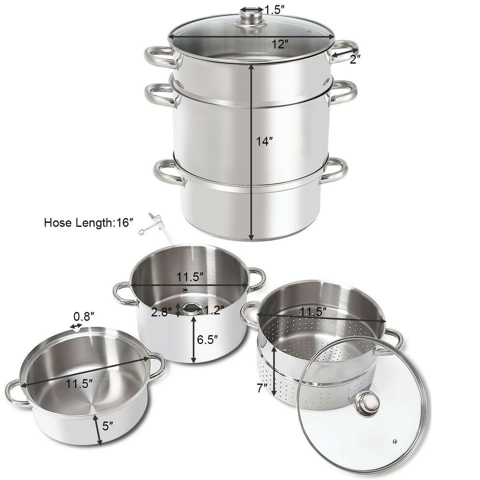 11-Quart Stainless Steel Fruit Juicer Steamer product image