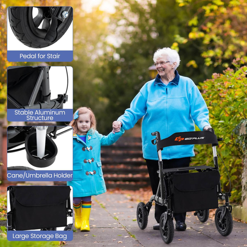 Height-Adjustable Rollator Foldable Walker with Seat product image
