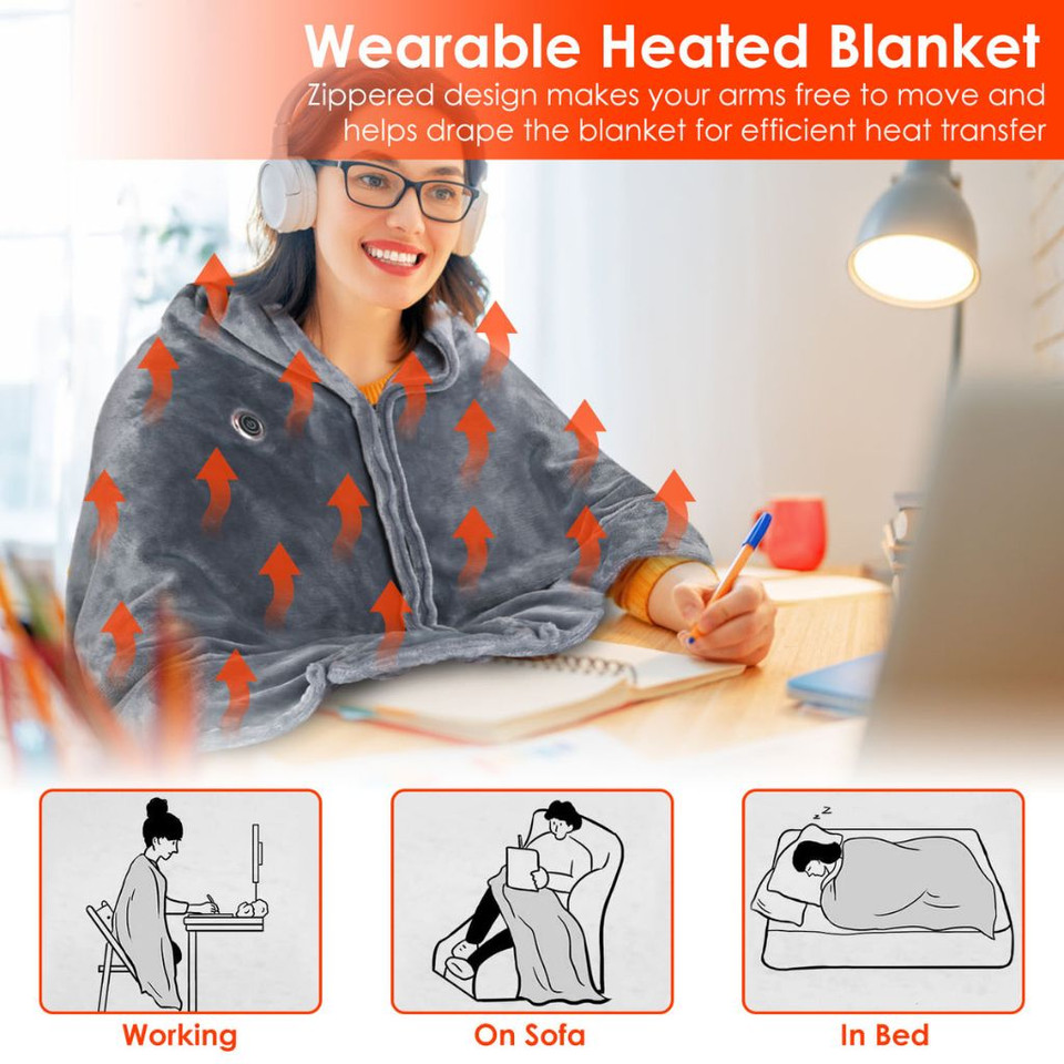 USB Heated Zipper Blanket Shawl (Requires Power Bank) product image
