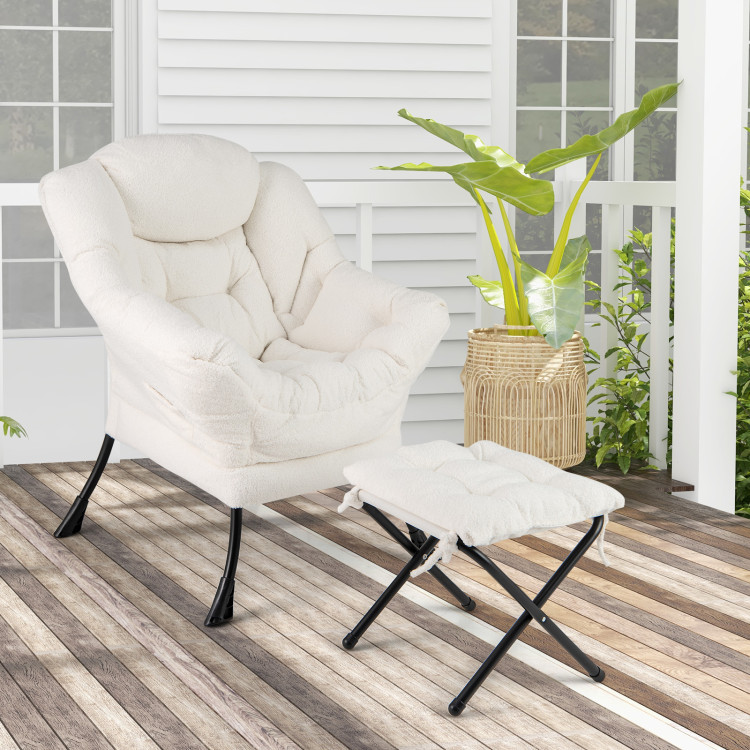 Modern Accent Chair with Folding Footrest and Head Pillow product image